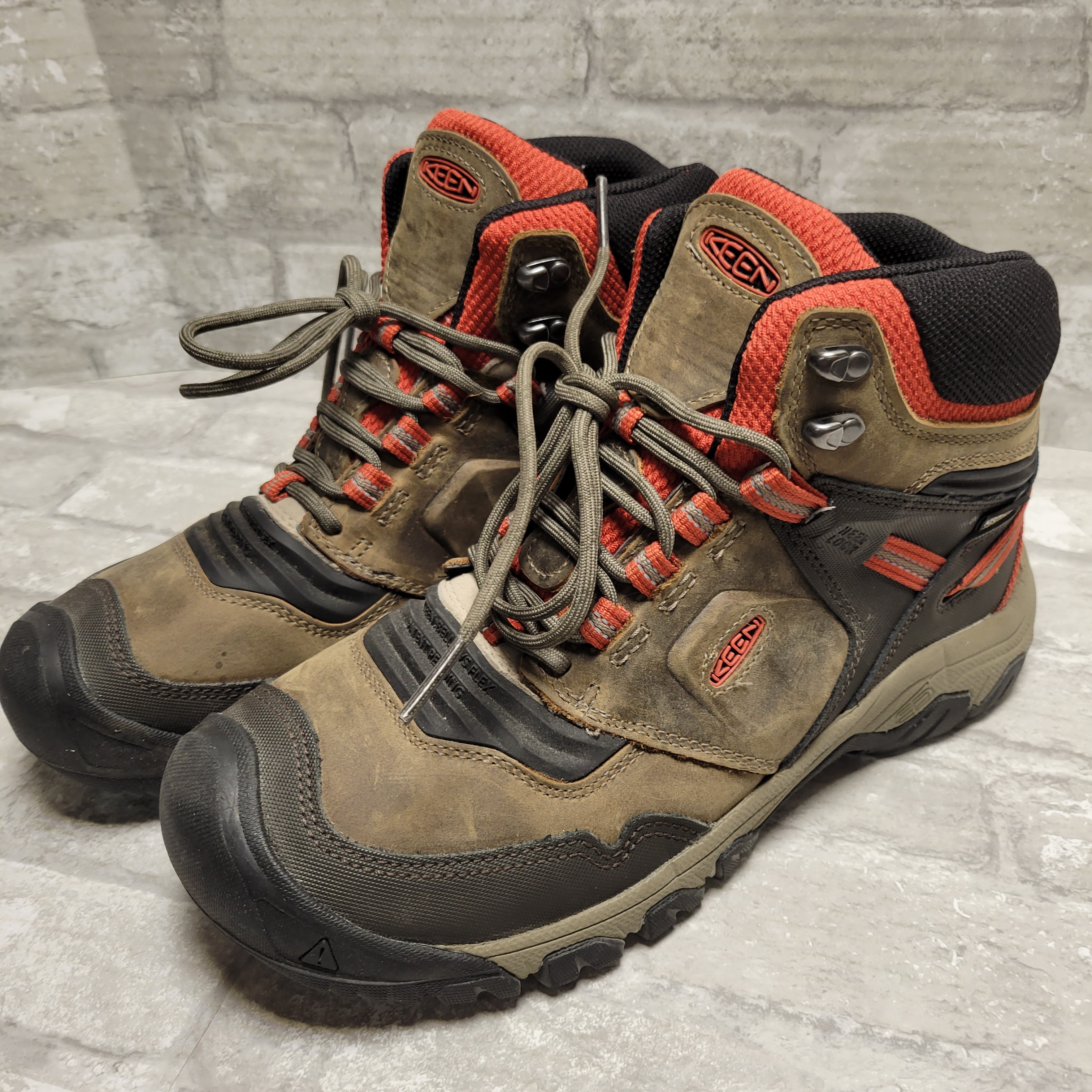 Keen Ridge Flex Waterproof 1025416 Mens Brown Leather Lace Up Work Boots, 10W (8041992650990)